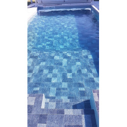 Sopremapool design piscine pvc liner armé pierre de bali imitation pierre piscine en eau rendu final