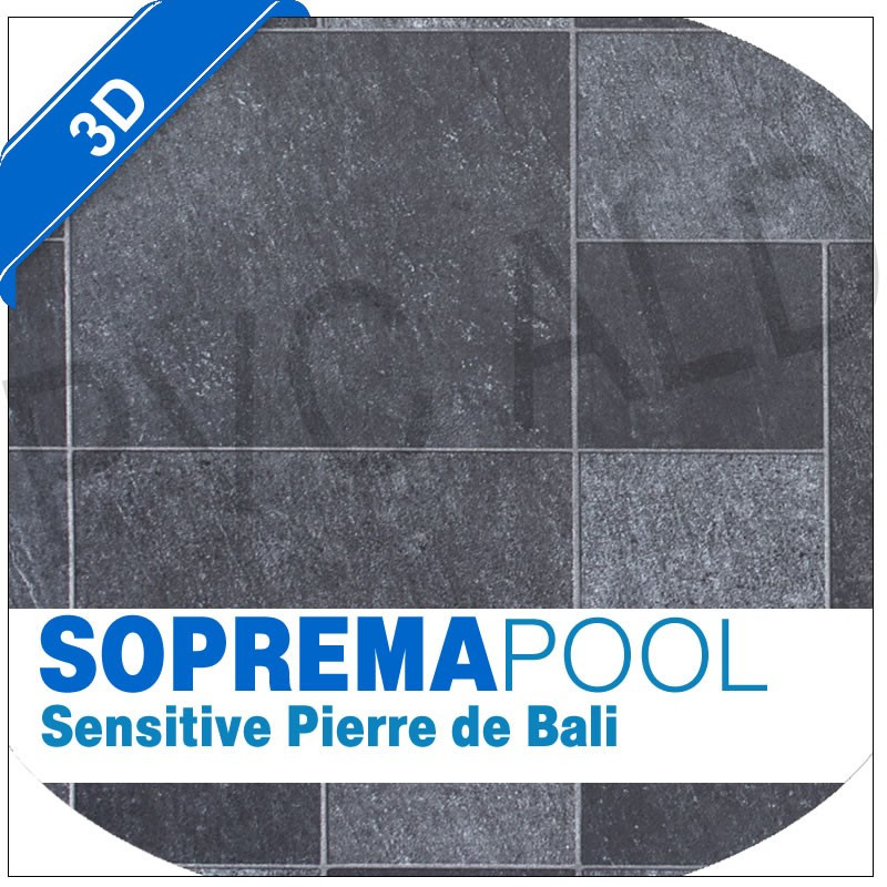 Sopremapool 3d piscine pvc armé touch sensitive imitation pierre de bali en relief échantillon modèle photo