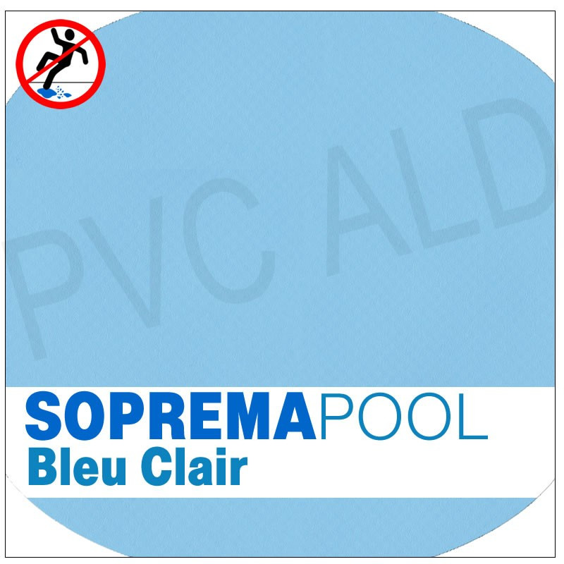 Sopremapool one premium anti dérapant pvc liner armé bleu celeste ciel clair uni standard verni dans la masse échantillon modèle